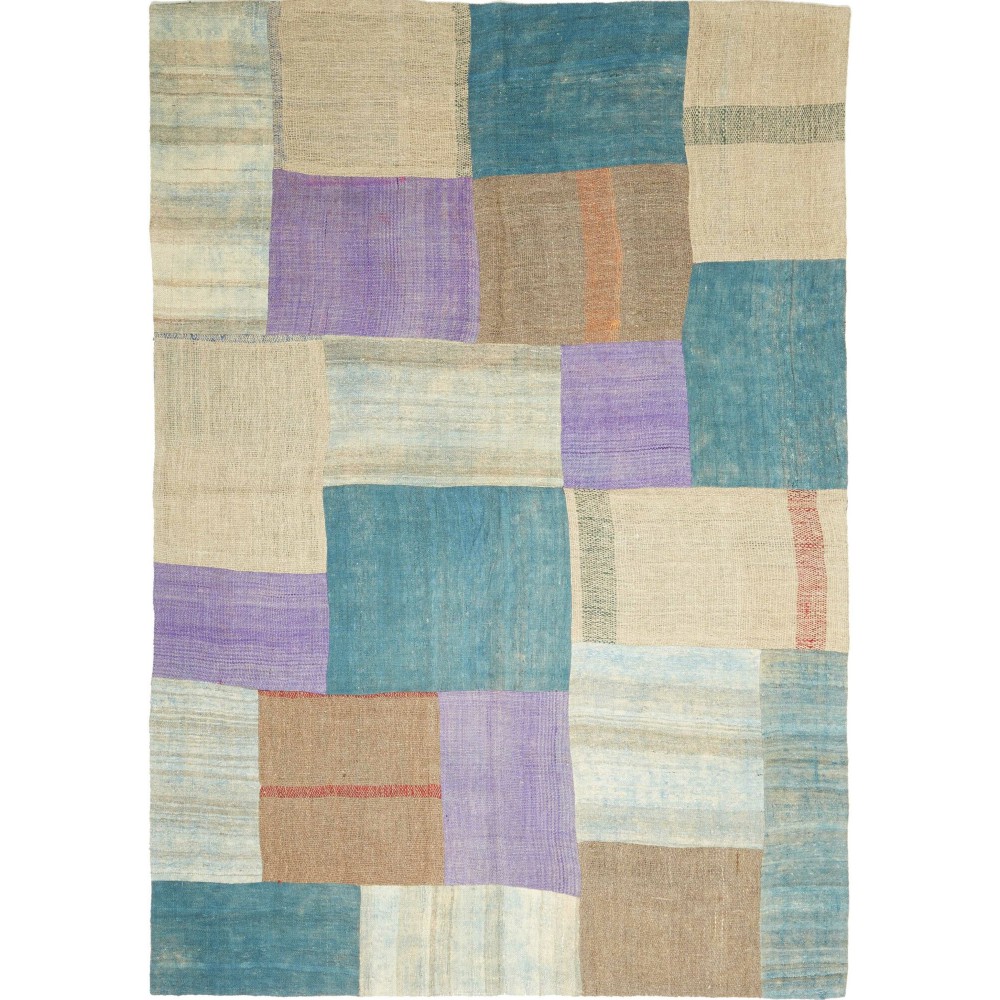 Tappeto Patch Persia azzurro marrone 170x237 Tappeto Patch Persia azzurro marrone 170x237