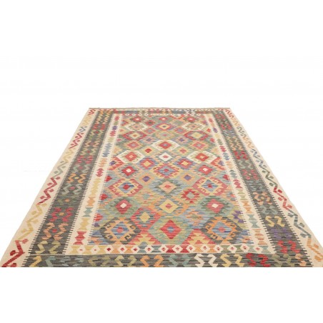 Tappeto Kilim Afghanistan marrone giallo 200x302