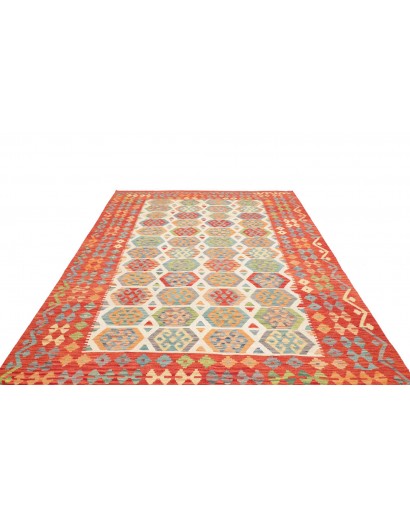 Tappeto Kilim Afghanistan marrone azzurro 202x308