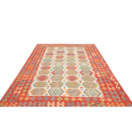 Tappeto Kilim Afghanistan marrone azzurro 202x308