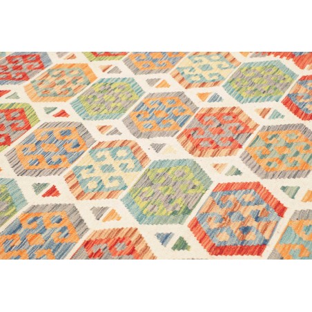 Tappeto Kilim Afghanistan marrone azzurro 202x308