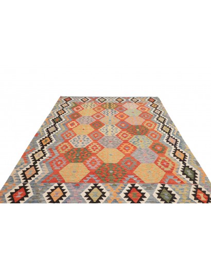 Tappeto Kilim Afghanistan marrone grigio 208x301