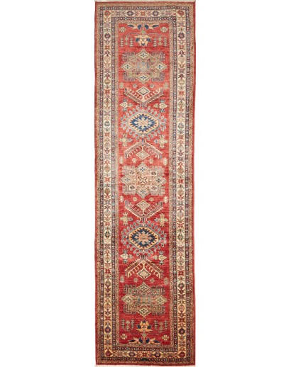 Tappeto Kazak Fine Pakistan rosso giallo 80x316