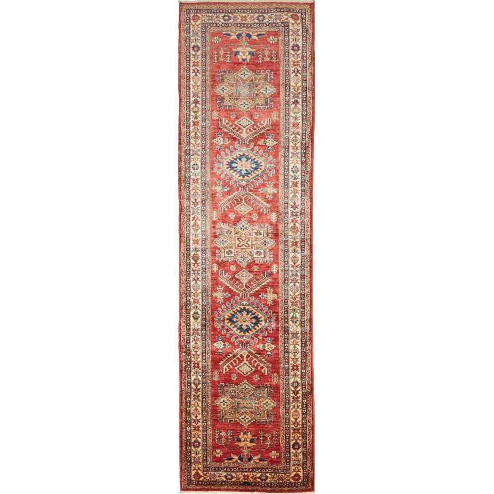 Tappeto Kazak Fine Pakistan rosso giallo 80x316 Tappeto Kazak Fine Pakistan rosso giallo 80x316