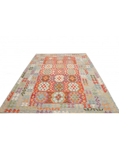 Tappeto Kilim Afghanistan marrone rosso 214x308