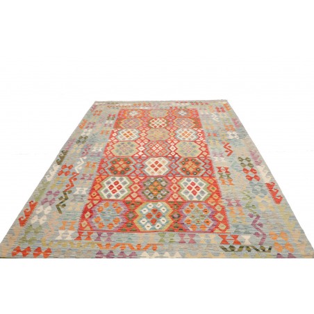 Tappeto Kilim Afghanistan marrone rosso 214x308