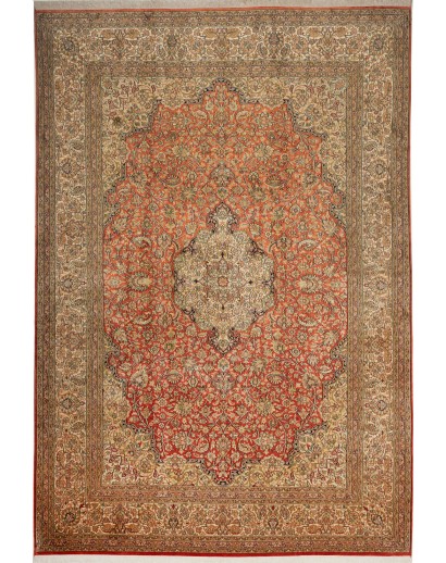 Tappeto Kashmir India arancione marrone 212x310