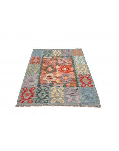 Tappeto Kilim Afghanistan azzurro marrone 104x148