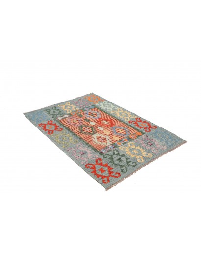 Tappeto Kilim Afghanistan azzurro marrone 104x148
