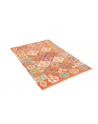Tappeto Kilim Afghanistan arancione marrone 102x148