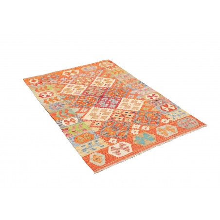 Tappeto Kilim Afghanistan arancione marrone 102x148