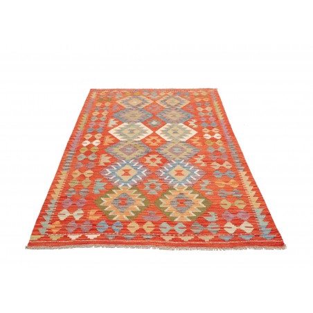 Tappeto Kilim Afghanistan arancione marrone 122x181