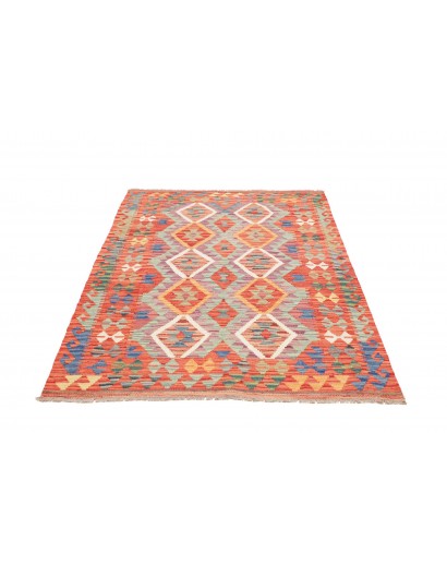 Tappeto Kilim Afghanistan arancione azzurro 126x176