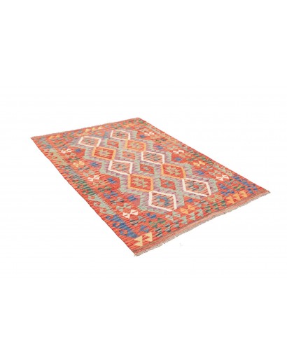 Tappeto Kilim Afghanistan arancione azzurro 126x176