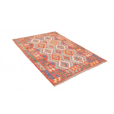 Tappeto Kilim Afghanistan arancione azzurro 126x176