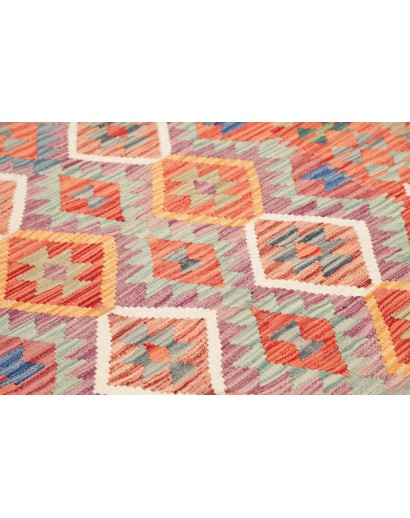 Tappeto Kilim Afghanistan arancione azzurro 126x176