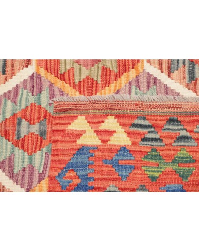 Tappeto Kilim Afghanistan arancione azzurro 126x176