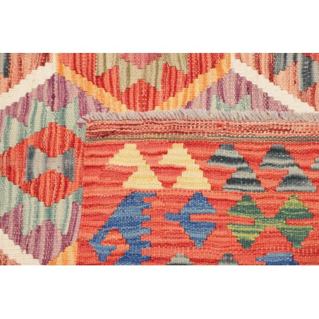 Tappeto Kilim Afghanistan arancione azzurro 126x176