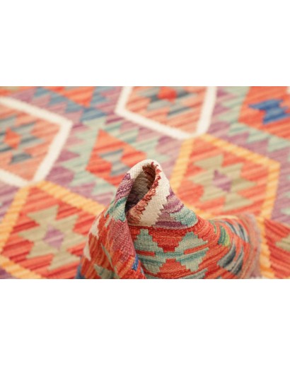 Tappeto Kilim Afghanistan arancione azzurro 126x176