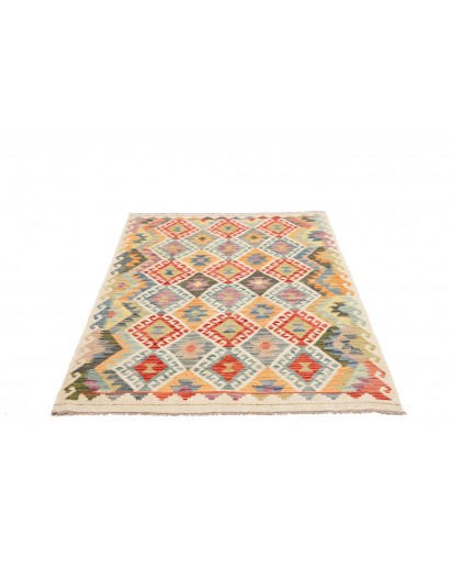 Tappeto Kilim Afghanistan marrone giallo 123x172