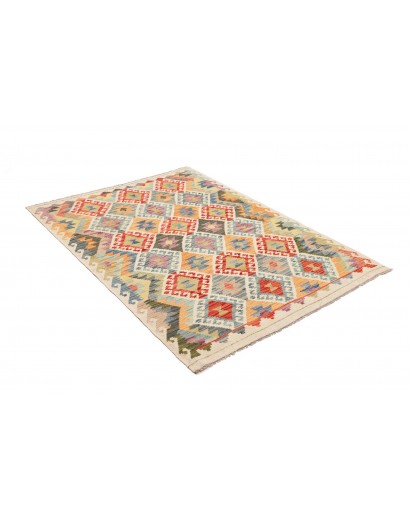Tappeto Kilim Afghanistan marrone giallo 123x172