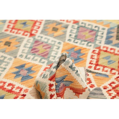 Tappeto Kilim Afghanistan marrone giallo 123x172