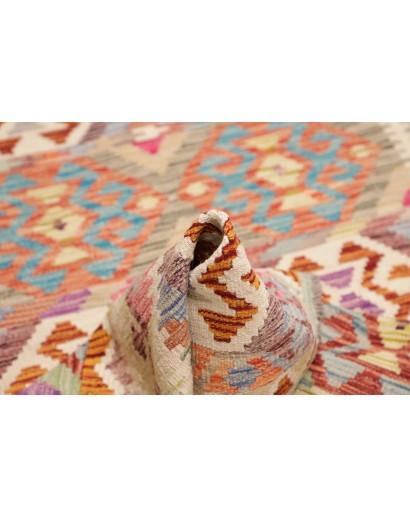 Tappeto Kilim Afghanistan beige azzurro 123x179