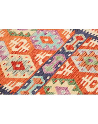 Tappeto Kilim Afghanistan arancione giallo 122x174