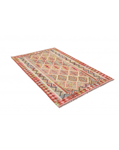 Tappeto Kilim Afghanistan marrone rosso 122x183