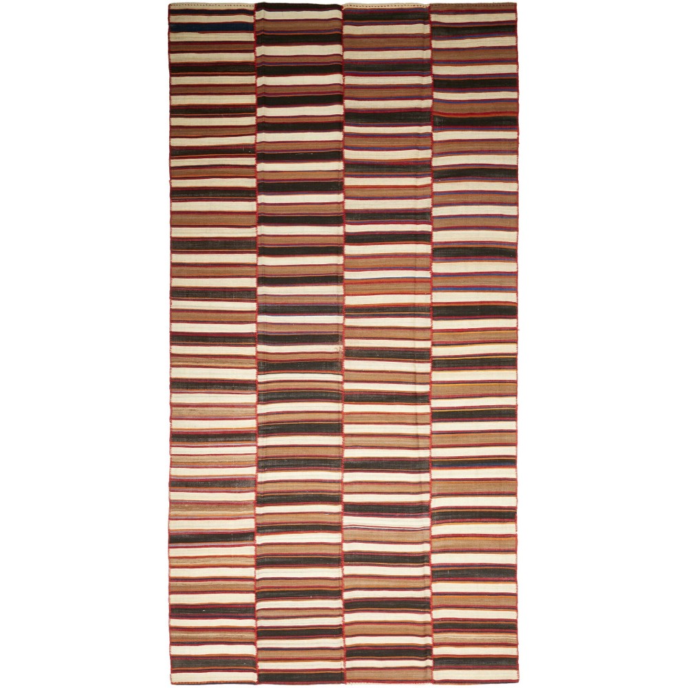Tappeto Kilim Mazandaran Vintage Persia rosso bianco 194x392