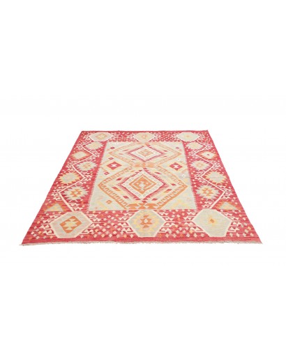 Tappeto Kilim Afghanistan giallo rosso 155x206