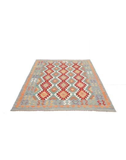 Tappeto Kilim Afghanistan azzurro bianco 148x193