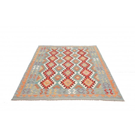 Tappeto Kilim Afghanistan azzurro bianco 148x193