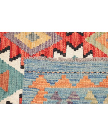 Tappeto Kilim Afghanistan azzurro bianco 148x193