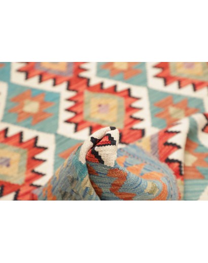 Tappeto Kilim Afghanistan azzurro bianco 148x193