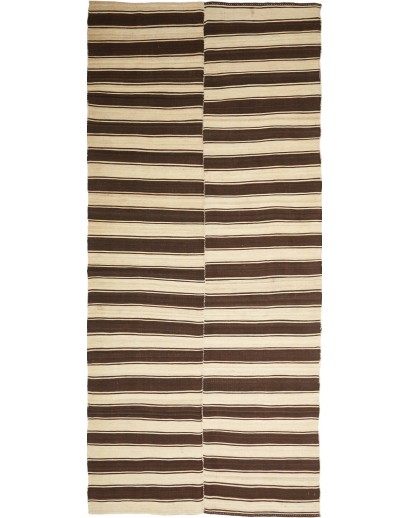 Tappeto Kilim Mazandaran Vintage Persia verde marrone 147x328