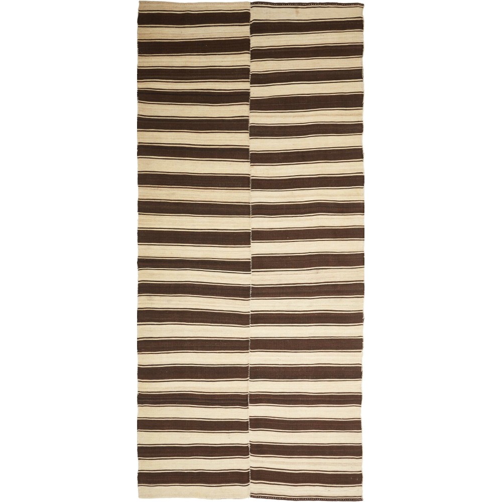 Tappeto Kilim Mazandaran Vintage Persia verde marrone 147x328 Tappeto Kilim Mazandaran Vintage Persia verde marrone 147x328