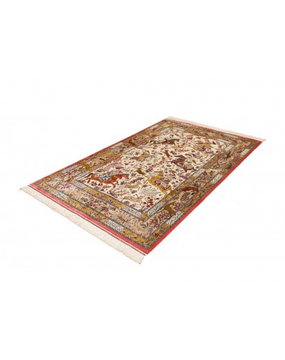 Tappeto Ghom seta Persia giallo arancione 129x203