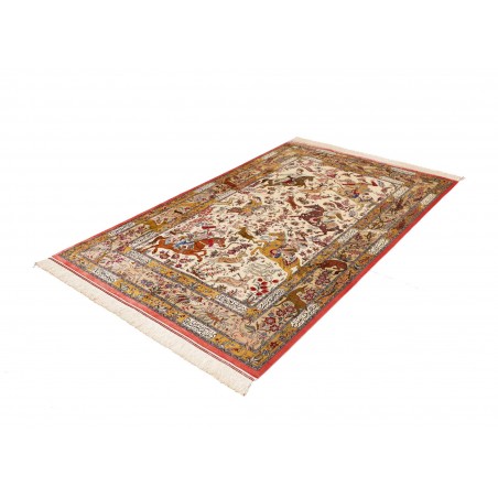 Tappeto Ghom seta Persia giallo arancione 129x203