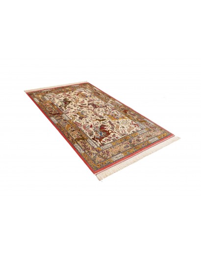 Tappeto Ghom seta Persia giallo arancione 129x203