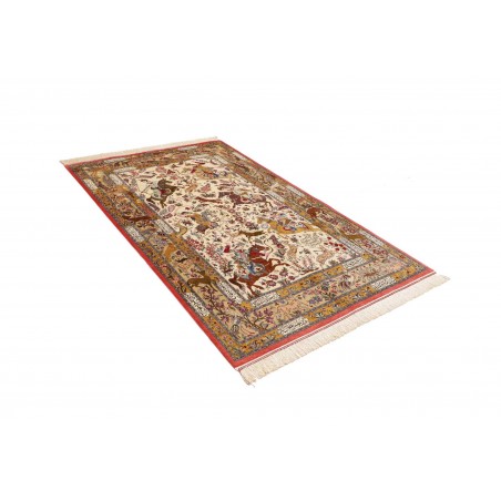 Tappeto Ghom seta Persia giallo arancione 129x203