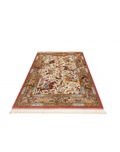 Tappeto Ghom seta Persia giallo arancione 129x203