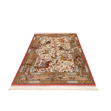 Tappeto Ghom seta Persia giallo arancione 129x203