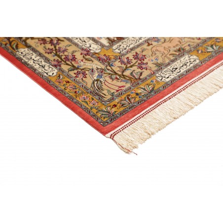 Tappeto Ghom seta Persia giallo arancione 129x203