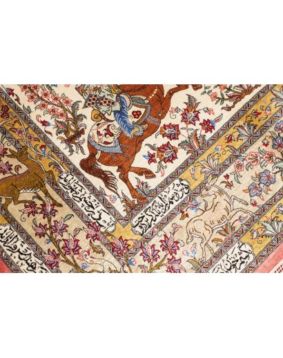 Tappeto Ghom seta Persia giallo arancione 129x203