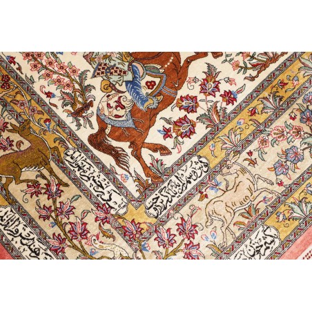 Tappeto Ghom seta Persia giallo arancione 129x203