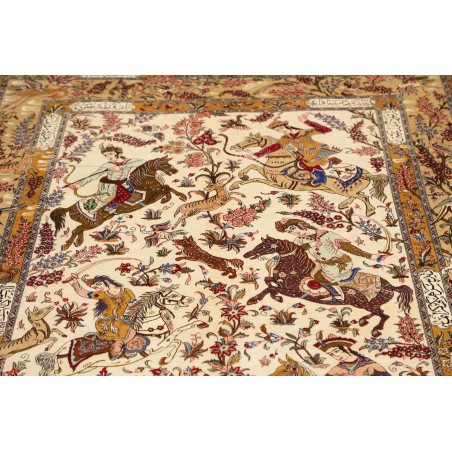 Tappeto Ghom seta Persia giallo arancione 129x203