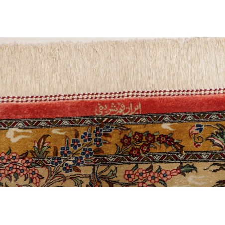 Tappeto Ghom seta Persia giallo arancione 129x203