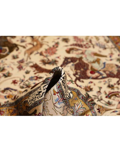 Tappeto Ghom seta Persia giallo arancione 129x203