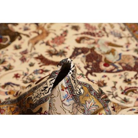 Tappeto Ghom seta Persia giallo arancione 129x203